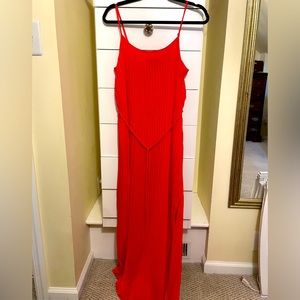 Gorgeous, red, pleated maxi dress by Banana Republic in size 6.